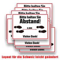 Aufkleber "Abstand halten" im Format DIN A4 - Set bestehend aus 10 Stück Monomere SK-Folie - matt laminiert - SK-Abstand A4-Set CH Aufkleber "Abstand halten" im Format DIN A4 - Set bestehend aus 10 Stück Monomere SK-Folie - matt laminiert - SK-Abstand A4-Set CH