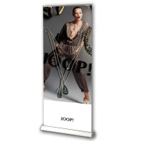 Bannerdisplay Roll-Up - DESIGN Bannermaß: 1.000 x 2.100mm (BxH) mit Klemmleiste oben - Roll-Up-DESIGN-Uebersicht