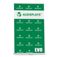 Bannerdisplay RollUp - EVO150 Sichtformat: 1.500 x 2.200 mm Verchromte Seiten u. Standfüße, 2 Teleskopstangen, - roll-up-evo_150