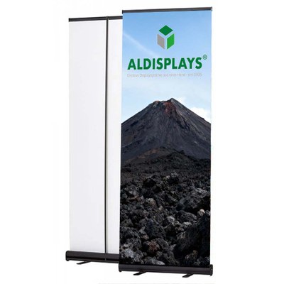 Bannerdisplay RollUp - BASIC - schwarz Sichtformat: 850 x 2.000mm bestehend aus System, Aluminiumstange, - rollup-basic-850-black-ansicht Bannerdisplay RollUp - BASIC - schwarz Sichtformat: 850 x 2.000mm bestehend aus System, Aluminiumstange, - rollup-basic-850-black-ansicht