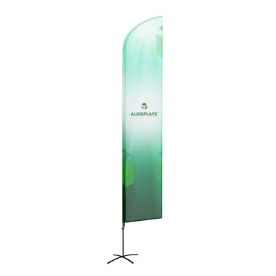BeachFlag "Wing-Form" Gr. 3XL einseitig Bst. aus Alu-Mast-System und Transportbeutel 4/0c Digitaldruck Fahnenstoff (B1) - Beachflag Wing-Form 3XL