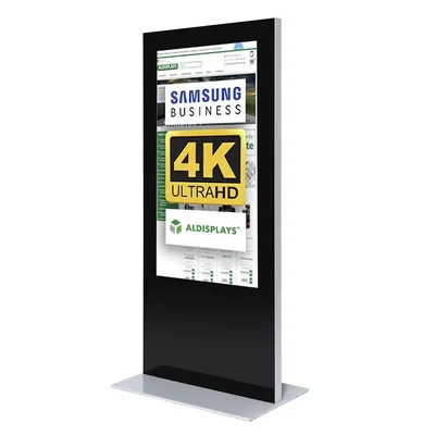 Digital Signage Digitale Info-Stele SLIM für den Inneneinsatz - Größe: 65 Zoll - 4K UHD Farbe: Silber + Schwarz - Digitale Infostele SLIM 65 Zoll swz-silber.webp