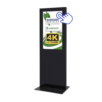 Digital Signage Digitale Info-Stele SLIM Touch für den Inneneinsatz - Größe: 43 Zoll - 4K UHD Farbe: komplett schwarz - Digitale Infostele 43 Zoll schwarz_touch.webp