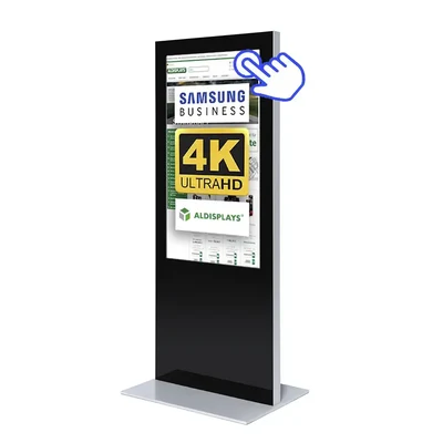 Digital Signage Digitale Info-Stele SLIM Touch für den Inneneinsatz - Größe: 50 Zoll - 4K UHD Farbe: Silber + Schwarz - Digitale Infostele SLIM 55 Zoll swz-silber Touch.webp