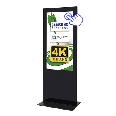 Digital Signage Digitale Info-Stele SLIM Touch für den Inneneinsatz - Größe: 65 Zoll - 4K UHD Farbe: komplett schwarz - Digitale Infostele 65 Zoll schwarz_Touch.webp