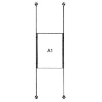 Drahtseilsystem Acryl Boden/Decke zum Verspannen zwischen Boden und Decke Format: 1x A1 (594x841 mm) HOCHFORMAT - da-d-1xa1 - drahtseilsystem 1x din a1 hochformat 1