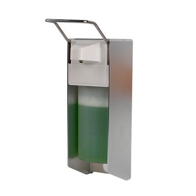 Hand-Desinfektionsmittelspender mit Ellbogenhebel aus Edelstahl Aluminiumgehäuse zur Wandmontage - Desinfektionsspender Ellbogen Frontal Hand-Desinfektionsmittelspender mit Ellbogenhebel aus Edelstahl Aluminiumgehäuse zur Wandmontage - Desinfektionsspender Ellbogen Frontal