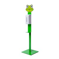 Hand-Desinfektionsspender-Display KID in grün mit Infrarot-Spender (kontaktlos) Grundgestell, Bodenplatte und Ovalprofil - Desinfektionsständer KID Frosch Hand-Desinfektionsspender-Display KID in grün mit Infrarot-Spender (kontaktlos) Grundgestell, Bodenplatte und Ovalprofil - Desinfektionsständer KID Frosch