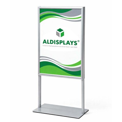 Infoständer DUO – DIN A1 beidseitig Gesamtformat: 631 (B) x 1.295 (H) x 330 (T) cm Posterformat: (2x) DIN A1 - Infoständer DUO DIN A1