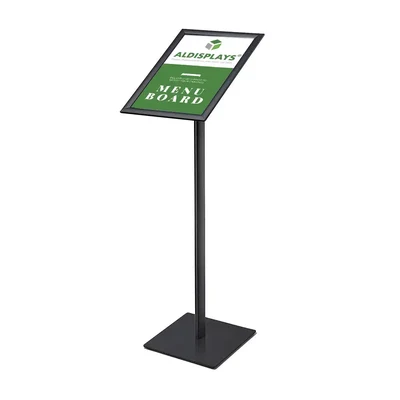 Infoständer mit Klapprahmen Schwarz im Format DIN A3 (hoch oder quer) Klapprahmen im 25er Profil Gehrung - Infoständer A3 Schwarz.webp