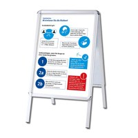 Kundenstopper OUTDOOR mit Plakaten Einlegeformat: DIN A1 (594x841 mm) Profil: 32mm Rondo - silber-eloxiert - Kundenstopper-Outdoor-DIN-A1-Rondo mit Hygienehinweis Kundenstopper OUTDOOR mit Plakaten Einlegeformat: DIN A1 (594x841 mm) Profil: 32mm Rondo - silber-eloxiert - Kundenstopper-Outdoor-DIN-A1-Rondo mit Hygienehinweis