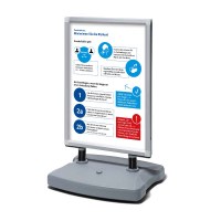 Kundenstopper Swing-Master ECO im Format DIN A1 inkl. 2 Plakaten Hygieneschutz DIN A1 Profil: 38mm - Oberprofile: silber-eloxiert (EV1) - swing-master-eco-dinA1-hygienehinweis-silber Kundenstopper Swing-Master ECO im Format DIN A1 inkl. 2 Plakaten Hygieneschutz DIN A1 Profil: 38mm - Oberprofile: silber-eloxiert (EV1) - swing-master-eco-dinA1-hygienehinweis-silber