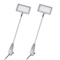 LED-Strahler (2er Set) für Pop-Up-Displays silberfarben, inkl. Verbinder & 3 Mtr. Stromkabel für Prospekte bis Format DIN A4 (210x297mm) - LED Lampenset silber