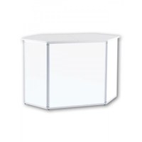 Promotiontheke ALLEGRO®-Sechsecktheke inkl. Deckelplatte (weiß) & Einlegeboden 3-teilige Aluminium-Rahmenreihe (silber-eloxiert) - sechseckthek ohne druck