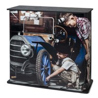 Promotiontheke Counter DESIGN Square mit Deckelplatte in SCHWARZ / OHNE Druck inkl. zwei Transporttaschen - Promotiontheke Counter DESIGN Square