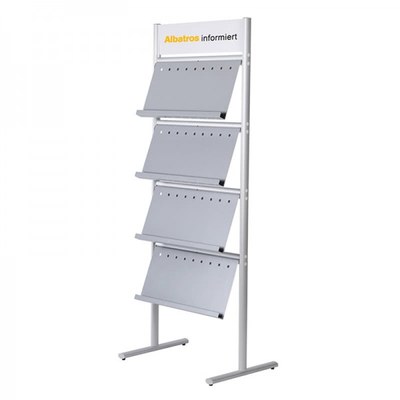 Prospektständer ELLIPSE Einseitig MIT Ablagen 4x3 - Farbe: silber-elox., mit Forextopper - Ellipse-4x3-einseitig-ForexTopschild 1 Prospektständer ELLIPSE Einseitig MIT Ablagen 4x3 - Farbe: silber-elox., mit Forextopper - Ellipse-4x3-einseitig-ForexTopschild 1