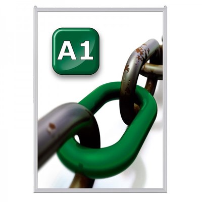 Slide-In Einschubrahmen Einlegeformat: DIN A1 (594x841 mm) Profil: 24 mm - silber-eloxiert - slide Inn A1 20er Gehrung Slide-In Einschubrahmen Einlegeformat: DIN A1 (594x841 mm) Profil: 24 mm - silber-eloxiert - slide Inn A1 20er Gehrung
