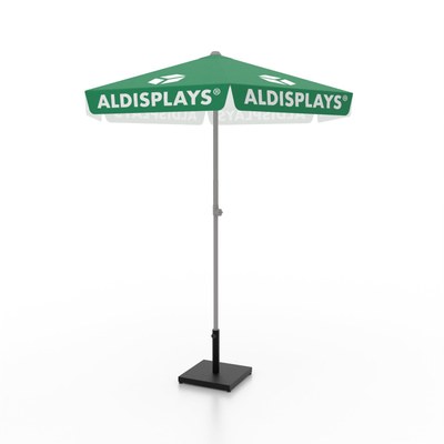 Sonnenschirm 200cm, inklusive Volantdruck 38mm Alumast mit 25 mm Aluminiumstreben inkl. 4/0c Individualdruck gem. Datenblatt - Sonnenschirm ALDISPLAYS 2