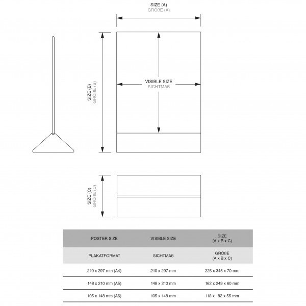 Dispenser-Tisch-Aufsteller-DINA4-Hochformat-SEA01-3-Zeichnung