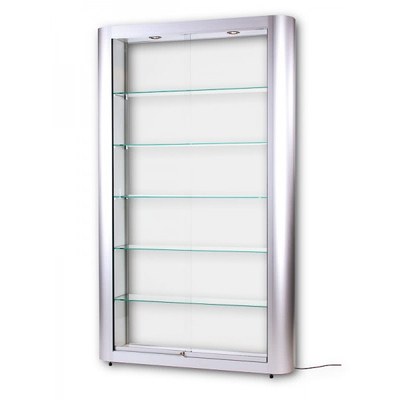 Vitrine Modell 9 - Design-Modell Maße: 1.186x250x2.000mm (BxTxH) Vitrinen-Korpus aus halbrunden Aluminium- - Vitrinen-Modell-9 Vitrine Modell 9 - Design-Modell Maße: 1.186x250x2.000mm (BxTxH) Vitrinen-Korpus aus halbrunden Aluminium- - Vitrinen-Modell-9